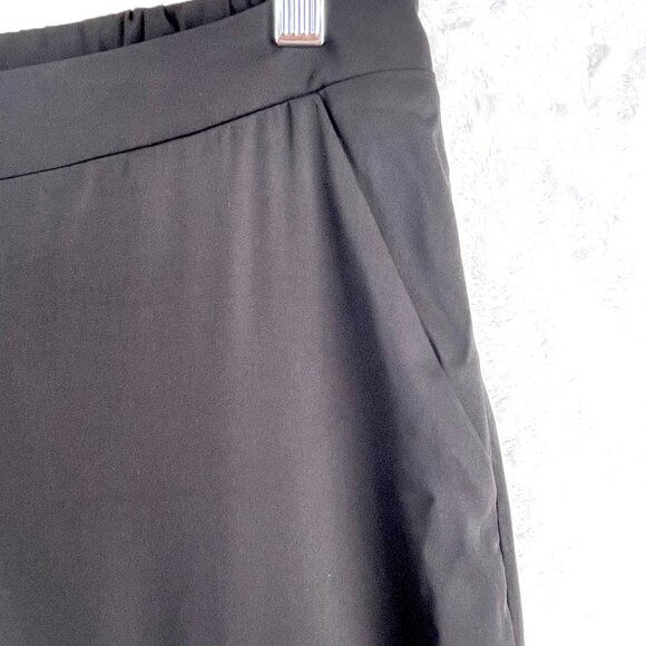 Bebe Pants Womens M Black Satin Wide Leg Cropped Ruffle Hem Boho Lagenlook - Picture 3 of 13